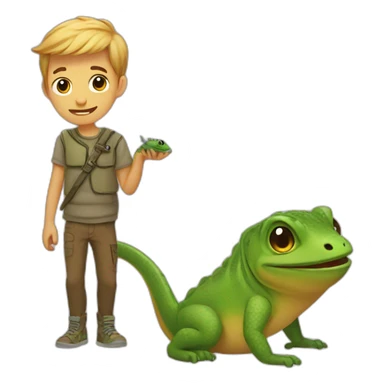 jake with a lizard sticker
