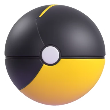 Ultra Ball from Pokemon, black and yellow top half, white bottom half sticker