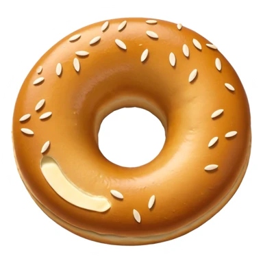 top-view toasted bagel, clear center hole, glossy sticker