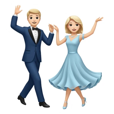 White Man and white woman dancing white sticker