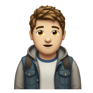 Teenage boy with brown hair who is overweight  sticker