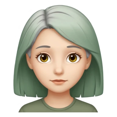 Girl with greenish gray hair and light brown eyes sticker