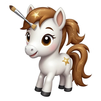 happy pony with a brush and sparkles sticker
