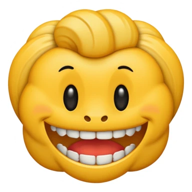 Emoji padrão de cor preto com aparelho dentário bragets com os dentes a mostra bem amarelo sticker