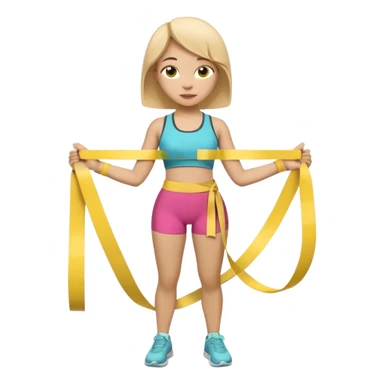A 3D cartoon person measuring their waist with a yellow tape, casual fitness outfit, Memoji-style realism. sticker