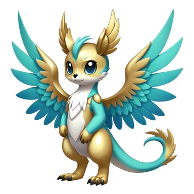 Anthro Sona Cool Edgy Cute Colorful Shy Winged Shiny Fakemon-Fantasy-Creature Full Body sticker