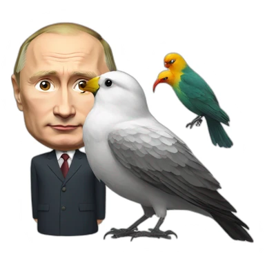 Vladimir Putin with bird sticker
