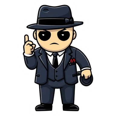 tough mafia gangster with pinstripe suit sticker