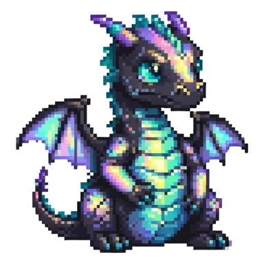 baby iridescent dragon sitting sticker