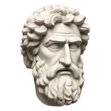 Ancient Greek King Odysseus Statue Face Only, Sad, Off-white sticker