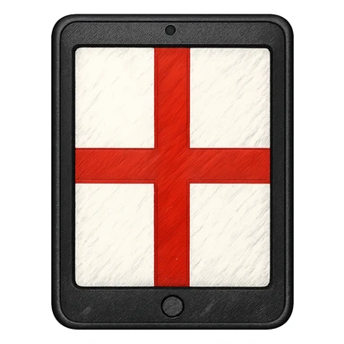 iPad tablet with English flag, bufo style sticker