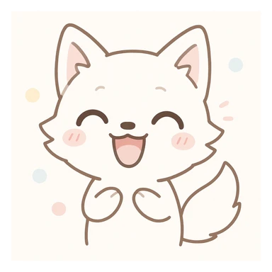white anime wolf laughing, expressive face, clean background sticker