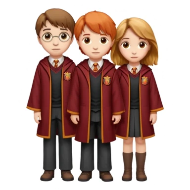 harry potter, ronald weasley and hermione granger in gryfinndor uniform sticker