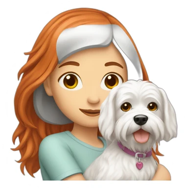 Red-haired girl with Maltese dog sticker