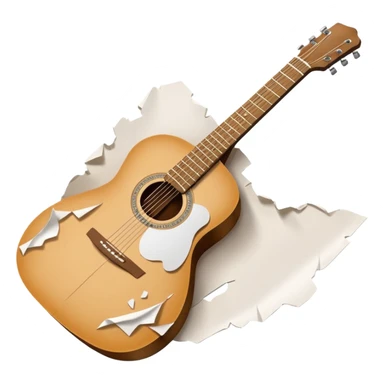 paper acoustic guitar with white paper tears & rips across it sticker