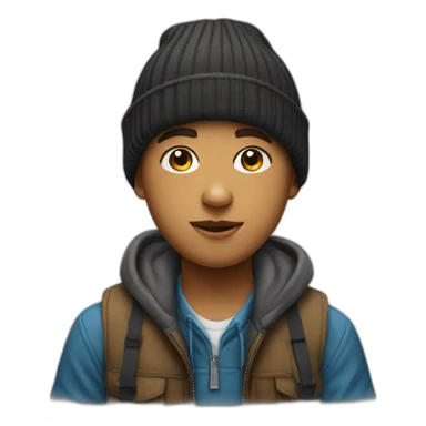 cool beanie boy portrait sticker