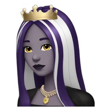 Queen white gothic girl long dark black and purple hair sticker