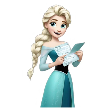 Elsa from disney holding a payslip sticker