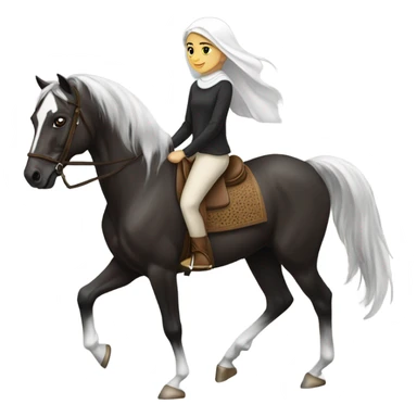 Girl white with dark hair riding Arabian horse  sticker