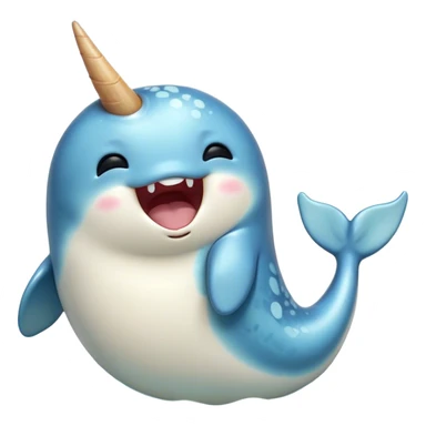 Cinematic Cute Yawning Narwhal Portrait Emoji, Head tilted slightly with a dramatic, wide-open yawn, showcasing a streamlined, mottled body with a gracefully curled ivory tusk and sleepy, half-closed eyes, Simplified yet irresistibly adorable features, highly detailed, glowing with a soft, cozy arctic glow, high shine, relaxed yet expressive, stylized with a hint of whimsical marine ease, soft glowing outline, capturing the essence of a drowsy yet affectionate narwhal that appears ready to stretch out for a nap! sticker