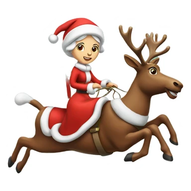 Mrs clause on a flying reindeer sticker