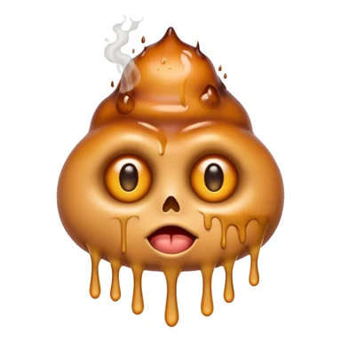 EXTREMELY Geeked Emoji of a sebacous gland cell smoking with freaky eyes and leaking and melting sticker