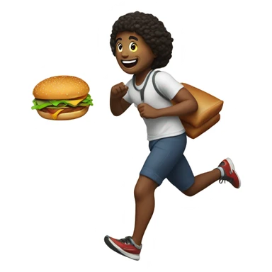 Me running with a burger sticker
