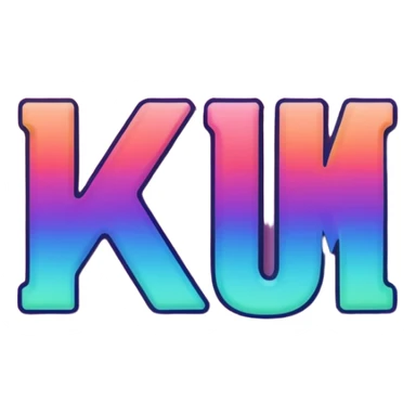 The name 'Kálmán' in a modern, colorful gradient font with a dark outline, dynamic, slanted or partial underline, in the style of reference patterns. sticker