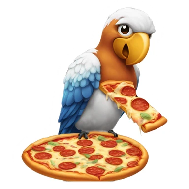 A bird eating pizza sticker