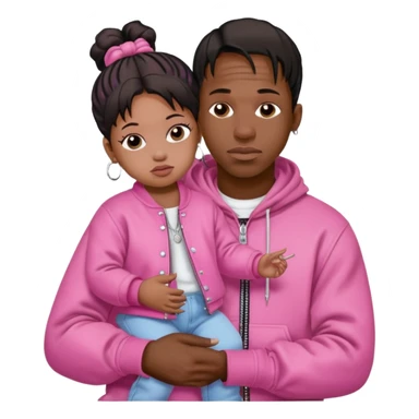 create an emoji of travis scott with his daughter stormi but with pink clothes sticker