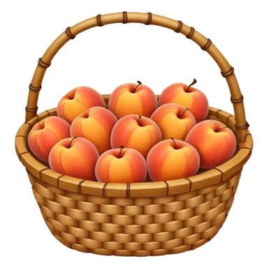 bamboo basket, peaches sticker