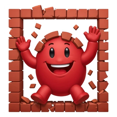 Kool Aid Man breaking through a wall with debris sticker