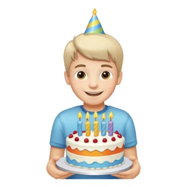 boy with birthday cake sticker