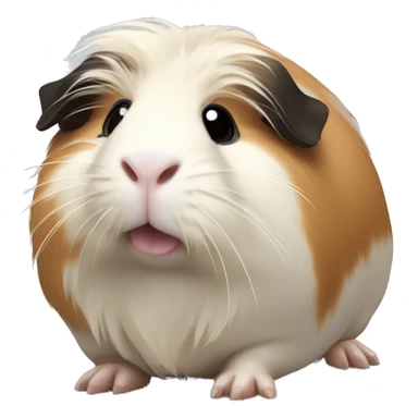 A gentle guinea pig with long, flowing tan and white fur, accented by dark patches around the face. sticker