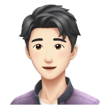 Gorgeous bright sparkly romantic Asian anime gentle man with blushing face aesthetic trending style outside sticker