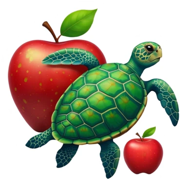 sea turtle, apple emoji sticker