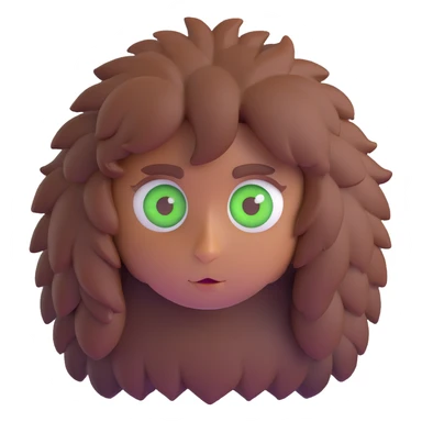Johnny with brown semi-fluffy hair, one green eye and one brown eye sticker