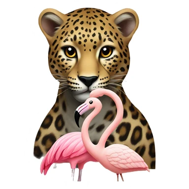 Leopard with flamingo  sticker