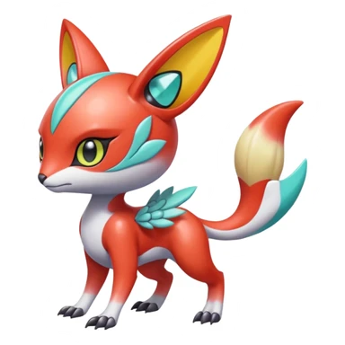 Fruity Smooth Glossy Exotic Colorful Futuristic Cyber-Vernid-Trico-Meloetta-Latias-Koraidon-Peppercat-Protogen-Pokémon-Digimon-Fakémon-fusion-hybrid-creature sticker