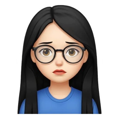 chica cabello largo negro, con lentes que este triste. sticker