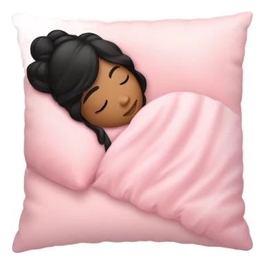 teen girl with black hair sleeping on light pink pillow sticker