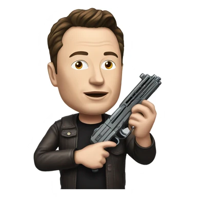 elon musk with realistic toygun to viewer sticker