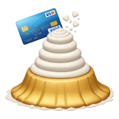 Emoji with a pile of flour and a credit card sticker