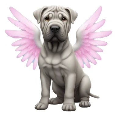 Blue shar Pei with pink angel wings sticker