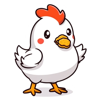 Chicken eating nugget sticker