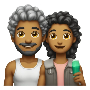 Pai negro com cabelo batido e dois filhos sticker