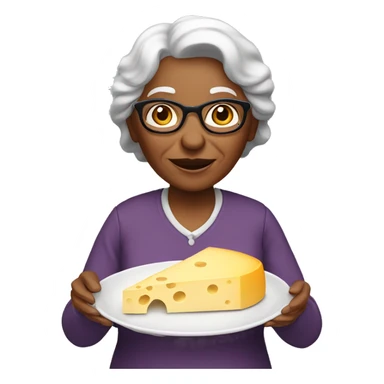 Grandmother with plate of cheese sticker
