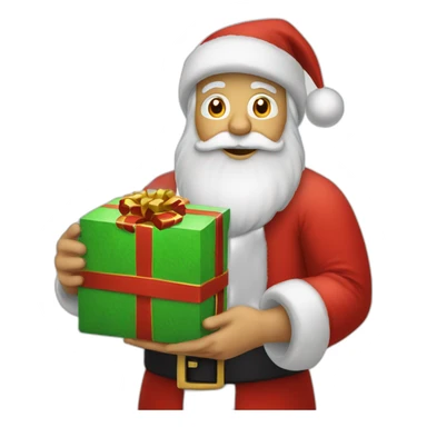 christmas santa with gift sticker