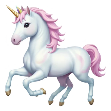 Fullbody realistic four-legged White unicorn with pastel color mane galloping sticker