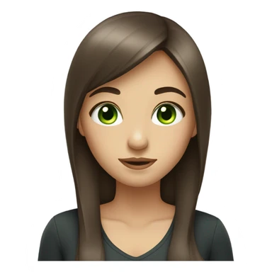 Woman Long brown hair with bangs and green Eyes - in a cute pose sticker